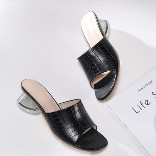 2021 Women PU Leather Slippers Female Casual Shoes Ladies Transparent Strange Style High Heels Woman Summer Slides Plus Size