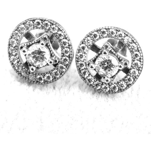 Dazzling Real 925 Sterling Silver Vintage Allure, Clear CZ Stud Earrings For Women Wedding Jewelry Femme Brincos