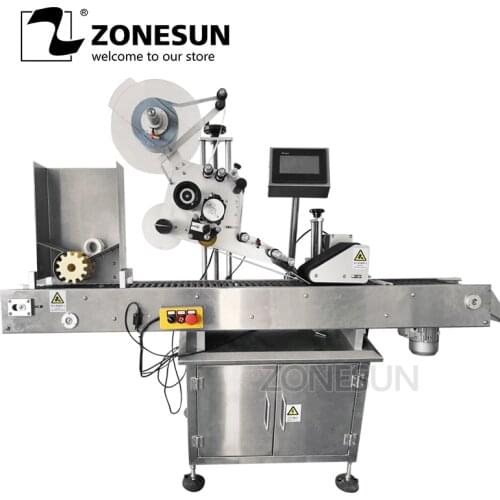 ZONESUN Automatic Horizontal Round Bottle Bag Pen Pencil Cigar Horizontal Adhesive Tape Sticker Packing Labeling Machine