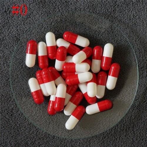 0# 1000-10000pcs Red-White High quality hollow gelatin capsules Empty Capsules ,Remark joined or separated capsules