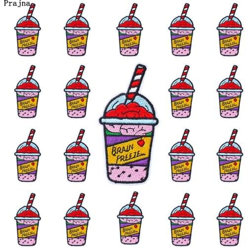Prajna 10 PCS Wholesale Cute Drink Ice Cream Patch Applique Embroidered Patches On Kids Clothes Cartoon Patches For Clothing