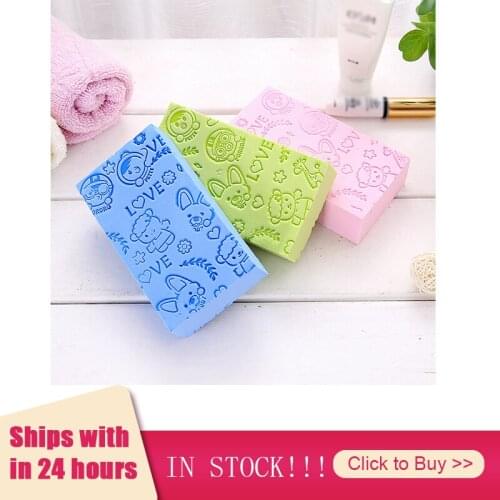 2PCS Bath Scrubber Sponge Printed Baby Shower Scrub Shower Exfoliating Beauty Skin Care Sponge Face Cleaning Spa Bath Ball KIDS