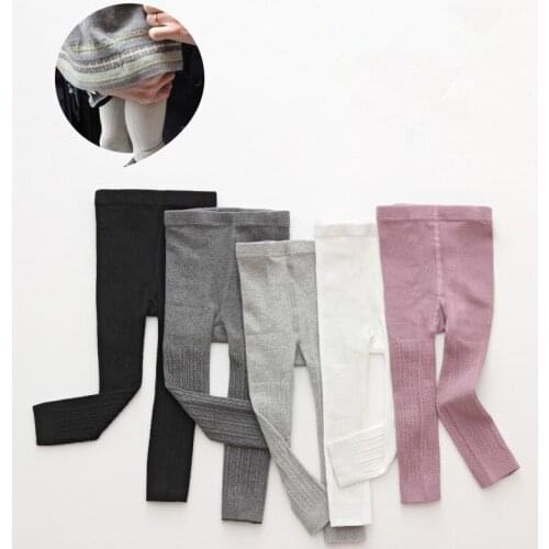 2018 Baby Leggins Spring 0-8years Baby Girl Kid Knitted Legging White Black Pantyhose for Girls Children Girl Leggings Trousers