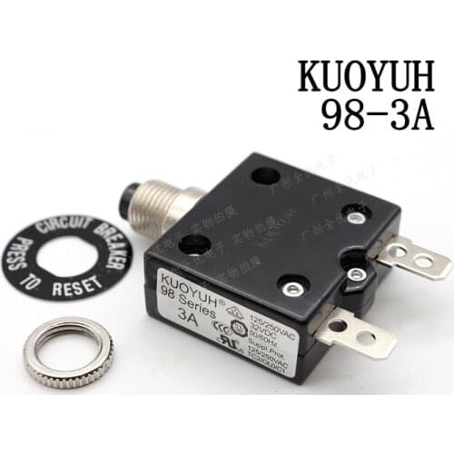 3Pcs Taiwan KUOYUH 98 Series-3A Overcurrent Protector Overload Switch