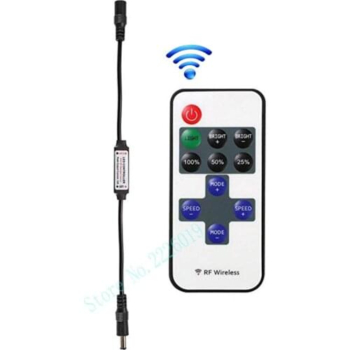 433Hz RF Remote Controller 11 Keys Mini Wireless Dimmer Control for 5050 3528 RGB LED Light Strip (1.35*3.5 mm)