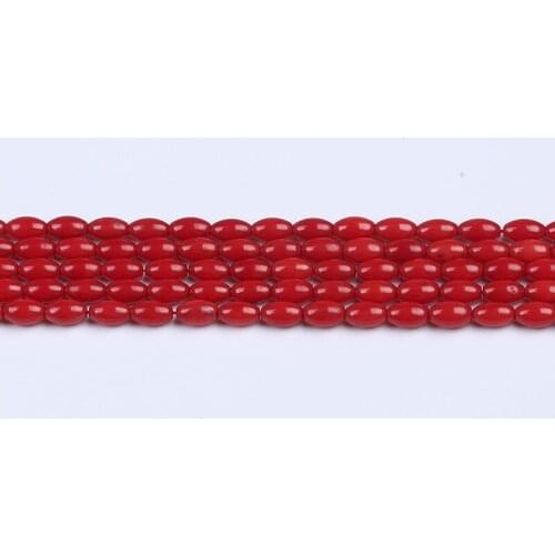 5*8mm Red Rice Shape Coral Pearl Bead Jewelry Strands