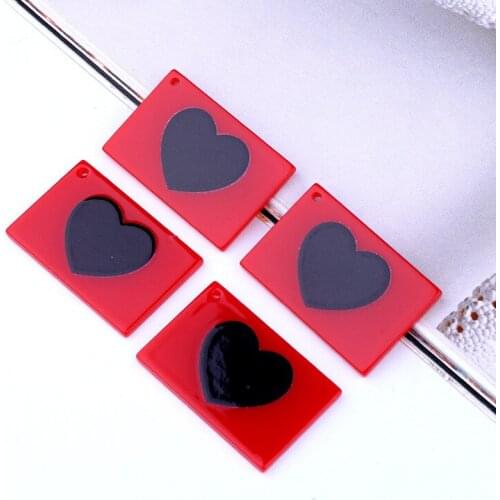 5pcs Enamel Red Heart Love Card Earring Resin Charms Keychain Diy Accessories Korean Necklace Pendants Handmade Jewelry Making