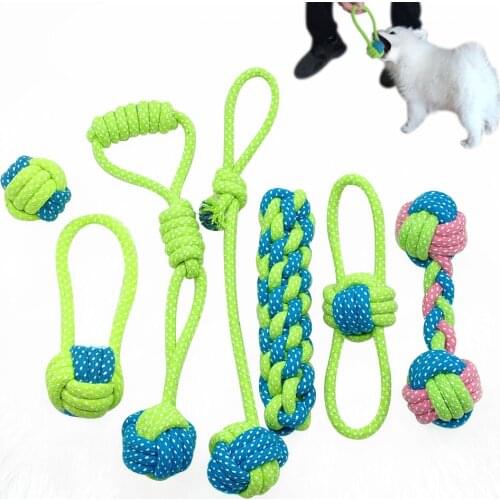 7pcs/lot Dog Pet Toys Pet Puppy Chew Toy Ball Cotton Rope Knot Playing Interactive Toys For Small Medium Large Dogs Pitbull