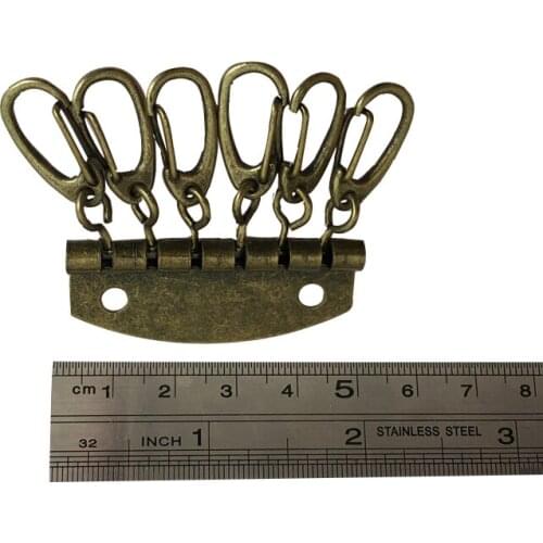 2x Keychain Wallet Key Ring Row 6Hooks Clasp Clip Leather Bag Handbag Purse Hardware Part Leathercraft with rivet