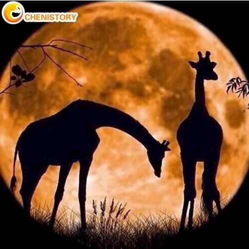 CHENISTORY 5D DIY Diamond Embroidery Moonlight Landscape Cross Stitch Mosaic Diamond Painting Animals Rhinestone Art Home Decor