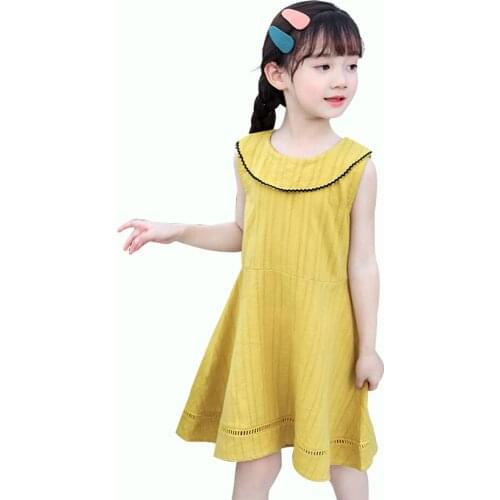 Kids Summer Dresses For Girls Solid Color Girls Party Dress Casual Style Child Dress Teenage Childrens Costumes For Girls