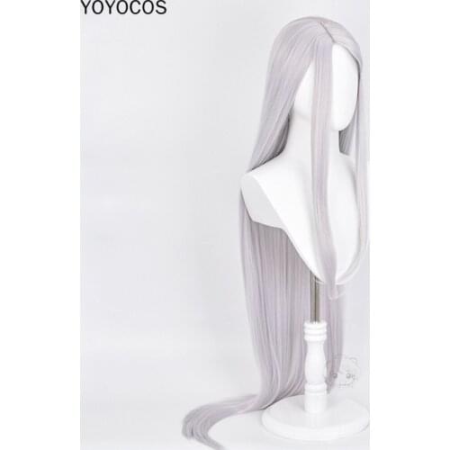 YOYOCOS My Hero Academia Cosplay Rabbit Hero Miruko Rumi Mirko Cosplay Long Straight Silver Wig Heat Resistant Synthetic Wigs