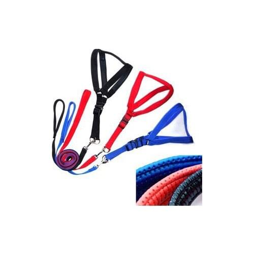 Double layers nylon foam cat dog puppy leash with harness pets lead set dog leash harness padded soft harness dog