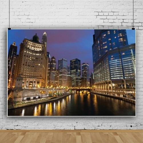 City Night View High-rise Riverside Children Portrait Photography Party Backdrops Photocall Background Studio Shooting