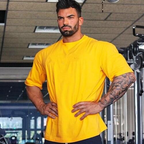 2021 Hip hop style short sleeve sports fitness large t-shirt mens running leisure cotton exercise suit