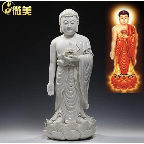Kechiens vision of the 20 inch lotus Liquan Amitabha as Dehua ceramic Buddha white porcelain ornaments