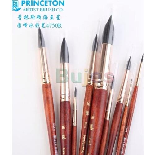 Princeton Artist Brush, Neptune Series 4750, Synthetic Squirrel Watercolor Paint Brush, Round, Size 0/2/4/6/8/10/12/16/20