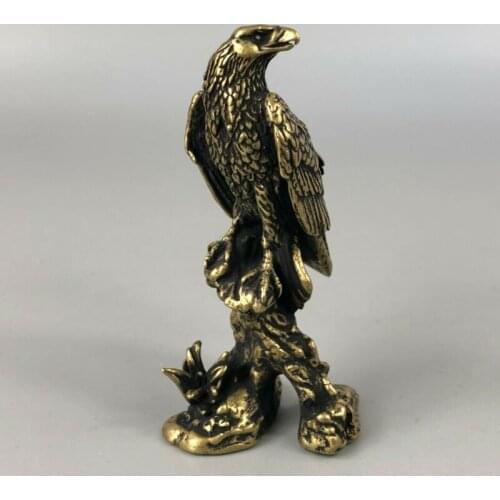 Chinese Old Antique Collectible Brass Handwork Tibet Plateau God Eagle Statue Statues for Decoration Collection Ornaments