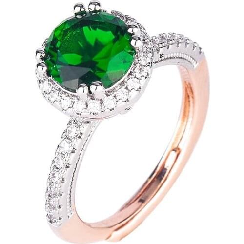 Real 14K Rose Gold Jewelry Natural Emerald Gemstone Resizable Rings for Women Anillos De Invisible Setting Bizuteria Tourmaline