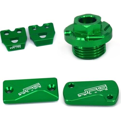 CNC Front Rear Brake Reservoir Cover Oil Filter Plug Bolt Brake Line Clamp For Kawasaki KX250 KX250F KX450F KLX450R Dirt Bike