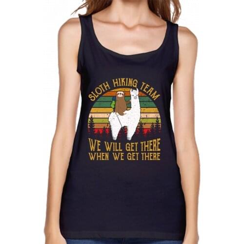 Sloth And Llama Hiking Team Sloth Hiking Tanks Top Summer Style Vintage Plus Size XXL Kawaii Interesting Cotton Humor Tanks