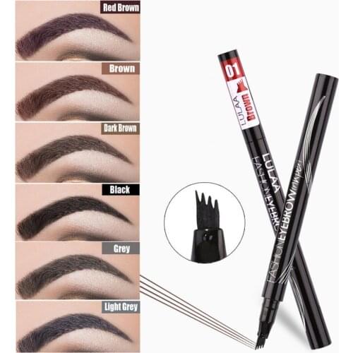 Hot Eyebrow Pen 4 Style Waterproof Natural Color Black Grey Fadeless Eyebrow Tattoo Pencil Eyes Makeup
