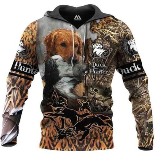 Hot Sale Printing Sport Hoodies Duck Hunter Printing Pullovers Casual Cartoon Men Hip Hop Outdoor Clothing Streetwear