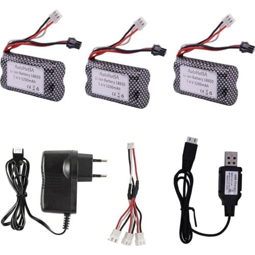 7.4V 3200mAh lipo Battery with Charger for YDI U12A Syma S033g Q1 TK H101 RC Toy boat Car Tank parts 7.4V Battery 18650 SM Plug