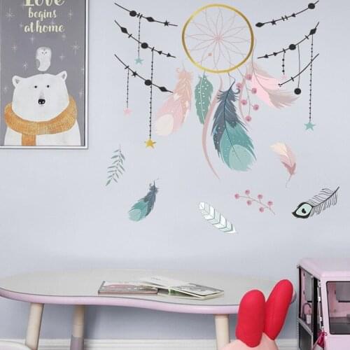 Dream Catcher Feathers Wall Stickers For Living Room Kid Bedroom Decoration Mural Art Diy Wall Decal Home Wall Sticker Decor