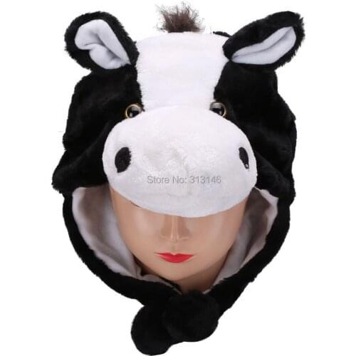 Cute Plush Animal Funny Soft Horse Beanie Hat Winter Womens Mens Children Kids Boys Girls Warm Fluffy Cosplay Costume Props