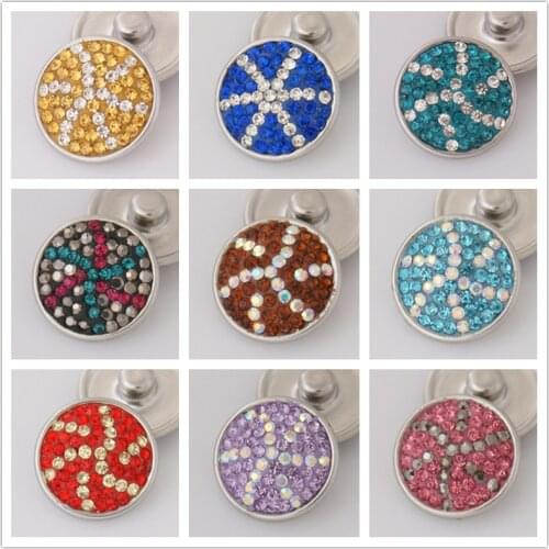 Fashion high Quality Colorful rotation pattern rhinestone 18MM charm snap buttons for DIY snap jewelry KB0103-KB0114