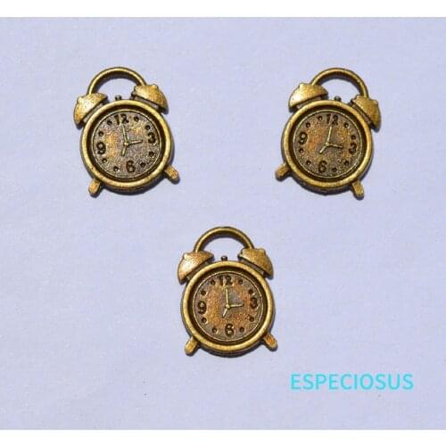 DIY Fashion Jewelry Accessories Anti Brozen Plated Alloy Charms Cute Clock Metal Pendants Vintage Bracelet Making Findings 20pcs