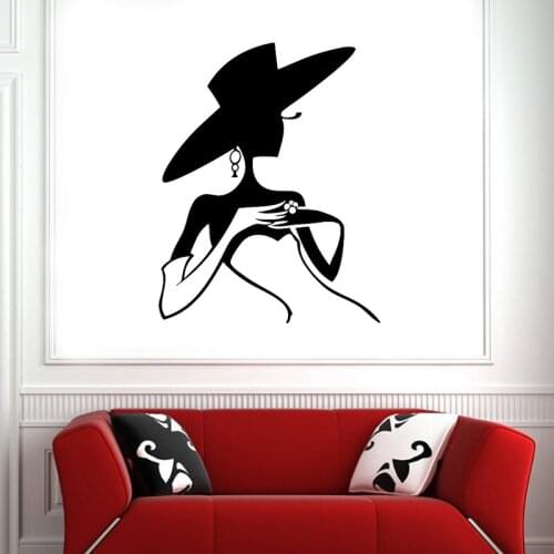 Fashion Shop Window Decal Model Hat Beauty Salon Clothing Boutique Dress Shop Wall Sticker Vinyl Dressing Room Decoration z007
