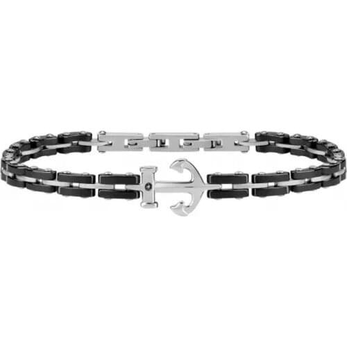 Runda Stainless Steel Men Ceramic Bracelet with Black Stone Anchor Accessories Fashion Jewelry
