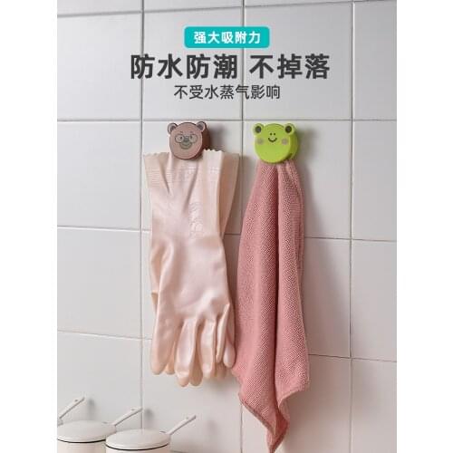 Wall-mounted cartoon towel clip creative sticky hook plastic rag clip free punching photo finishing storage clip shower hooks