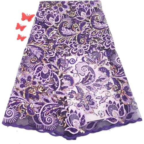 Nigeria Sequin Lace Fabric 2021 High Quality African Lace Fabric Wedding French Tulle Lace Fabric SZ0153