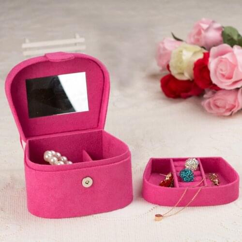 New Shell Velvet Mirrored Storage Case Exquisite Jewelry Box Ring Necklace Display Holder Women Gift