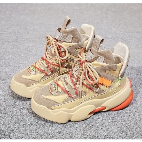 2021 Autumn New Women Shoes High-top Sports Shoes Platform Basketball Shoes Black Breathable Casual Shoes Gym Training Shoes