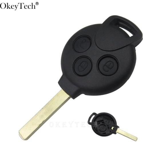 Okeytech 10Pcs/Lot 3 Buttons Car Key Shell For MERCEDES BENZ MB Smart 451 Replacement Remote Fob Cover Case Blank Fob