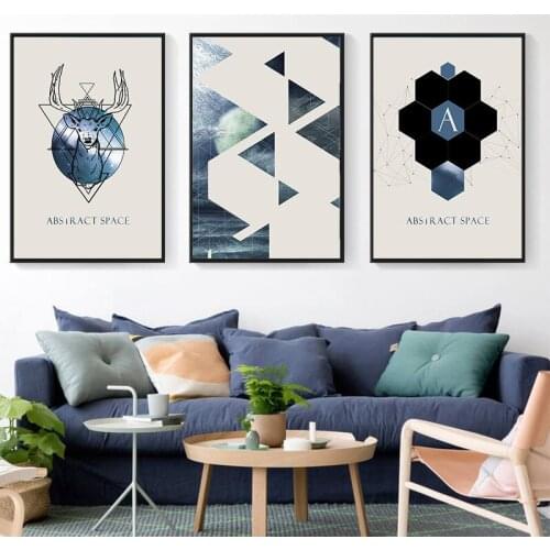 Deer Animal Geometric Posters And Prints Wall Art Canvas Painting Wall Pictures For Living Room Nordic Style Home Decoration
