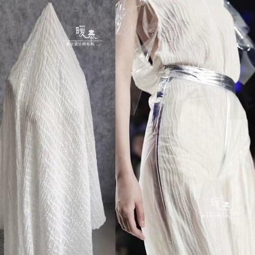 Original Pleated Tulle Fabric white Three-dimensional DIY Patchwork bazin riche Clothes Curtains Dress Designer Fabric
