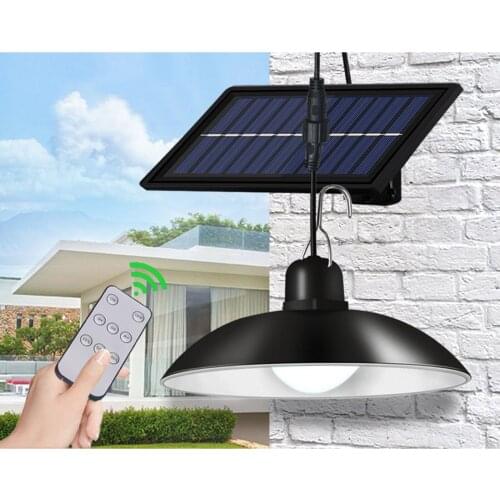 Solar Power Pendant Light Outdoor Weatherproof Porch Lamp 3 Mode Patio