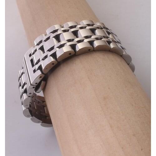 16mm 18mm 19mm 20mm 21mm 22mm 23mm 24mm 25mm 26mm Watchbands Silver Stainless steel Watch straps Bracelet Polish Butterfly clasp