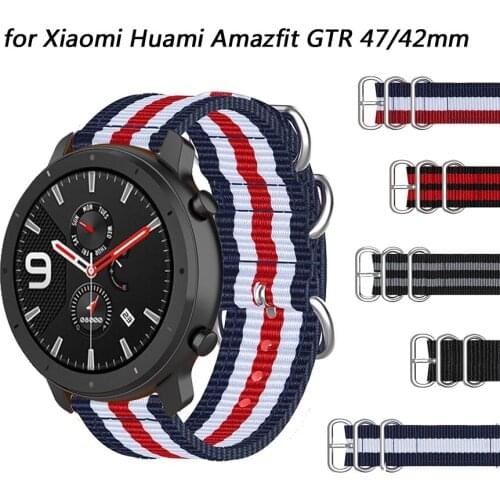 Strap for Amazfit GTS Smart Watch Replacement Band Nylon Canvas Bracelet for Xiaomi Huami Amazfit Bip S/Bip U/GTR 47MM Correa