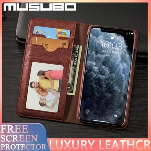 MUSUBO Luxury For iPhone 11 Pro Max Phone Case Cover 8Plus 7 Plus Flip Fold Magnetic XR XS Card Slot leather Protective Antifall