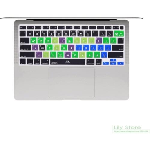 Final Cut Pro X Shortcut Hotkey Silicone Keyboard Cover Skin for MacBook Air 13 Inch 2021 2020 Touch ID A2179 and A2337 M1 Chip