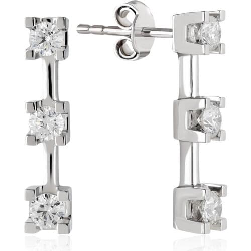 Symbol Gold 1.00 Carat Tria Solitaire Diamond Earring Piece Jewelry Rope Chain Charm Earring Jacket Bead Figure For Women