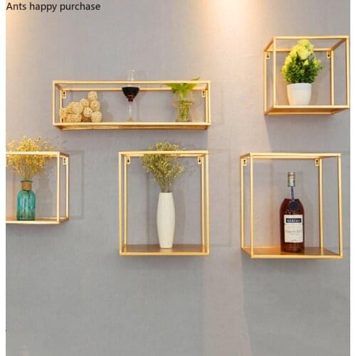 Gold Storage Racks Hanging Decor Storage Box Flower Pot House Storage Rack Wall Book Figurines Display Crafts Shelves shelf