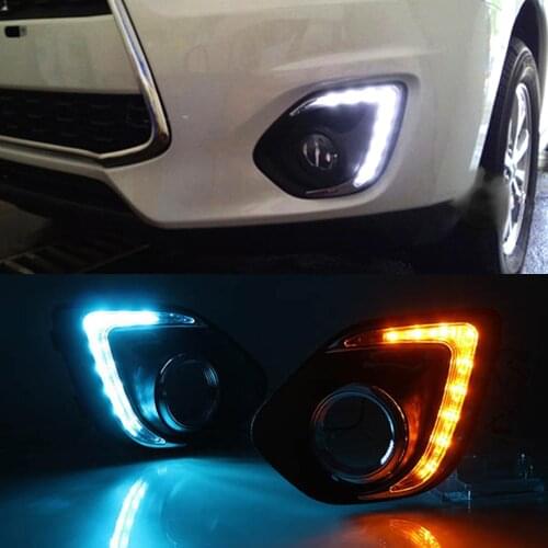 1 Pair LED DRL Daytime Running Lights Daylight Waterproof Fog Head Lamp white For Mitsubishi ASX 2013 2014 2015