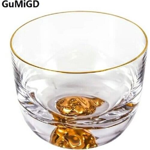 Japanese glass handmade heat-resistant transparent crystal Tibet gold cup Master Cup Mt Fuji cup tea cup